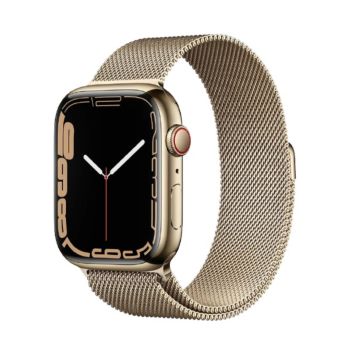 Apple Watch Series 7 41MM Stainless Steel GPS + Cellular - Gold Stainless Steel Case with Gold Milanese Loop (MKJ03)